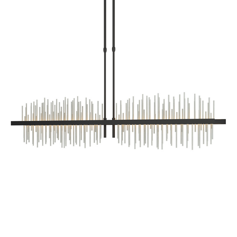 Gossamer 1 - Light Kitchen Island Linear LED Pendant, Vintage Platinum, Black
