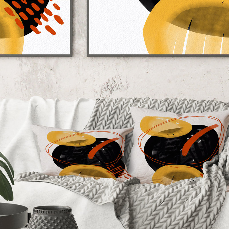 Minimal Abstract Shapes With Polka Dot Cloud IV - Coussin décoratif imprimé moderne