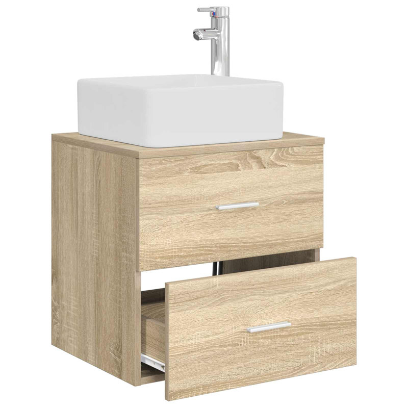 Single Bathroom Vanity with Ceramic Basin, Sonoma Oak