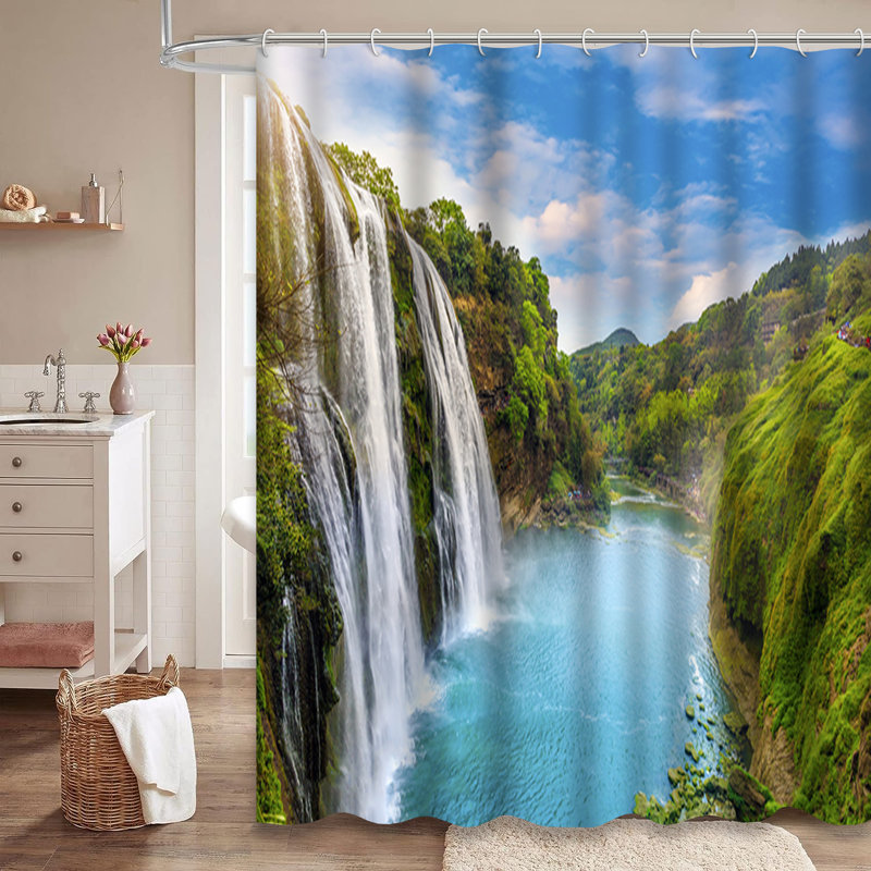 Rideau de douche à 12 crochets Waterfall, L 72 po x l 72 po