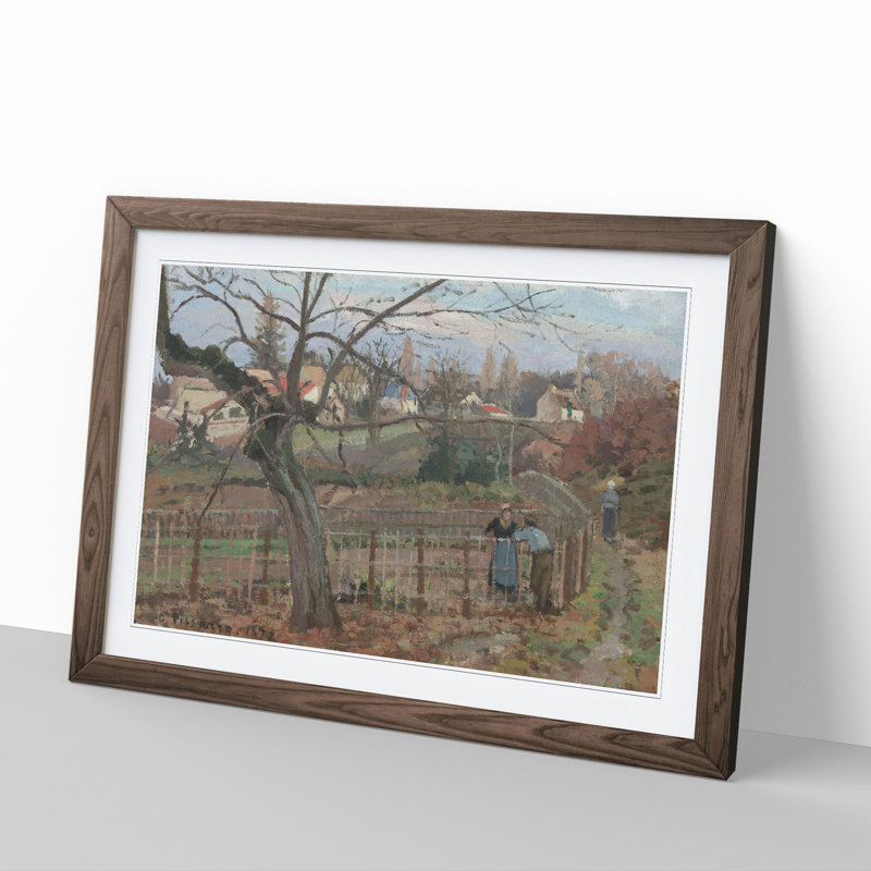 The Fence 1985.64.31 by Camille Pissarro - Picture Frame Painting, 36cm H x 48cm W x 2cm D, Walnut
