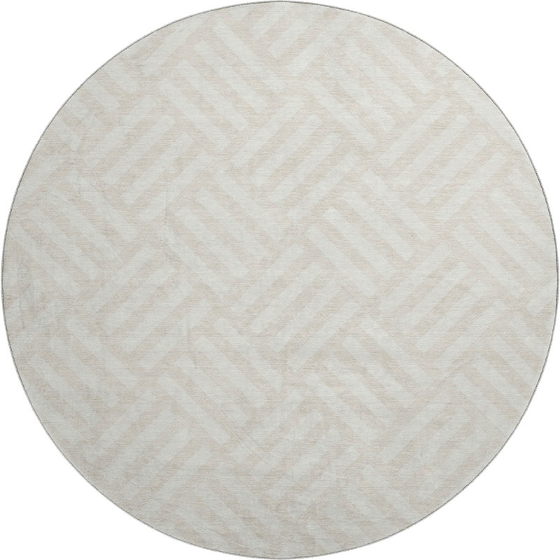 Premium Machine Washable Cerrito Ivory Rug, Round 8'