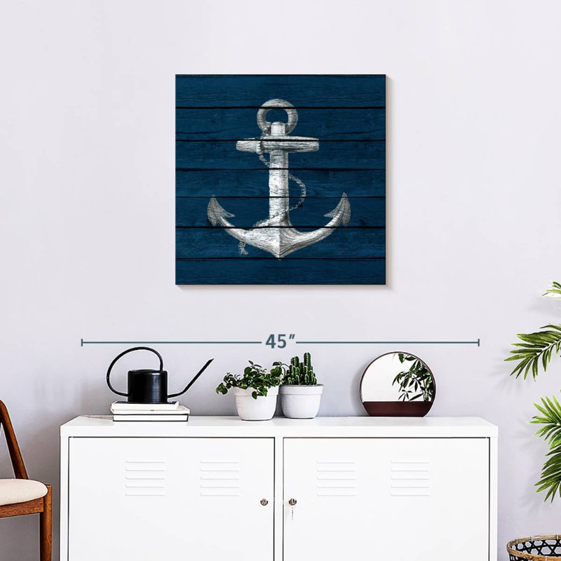 Aletra ancre sur bois bleu, H 24 po x l 24 po