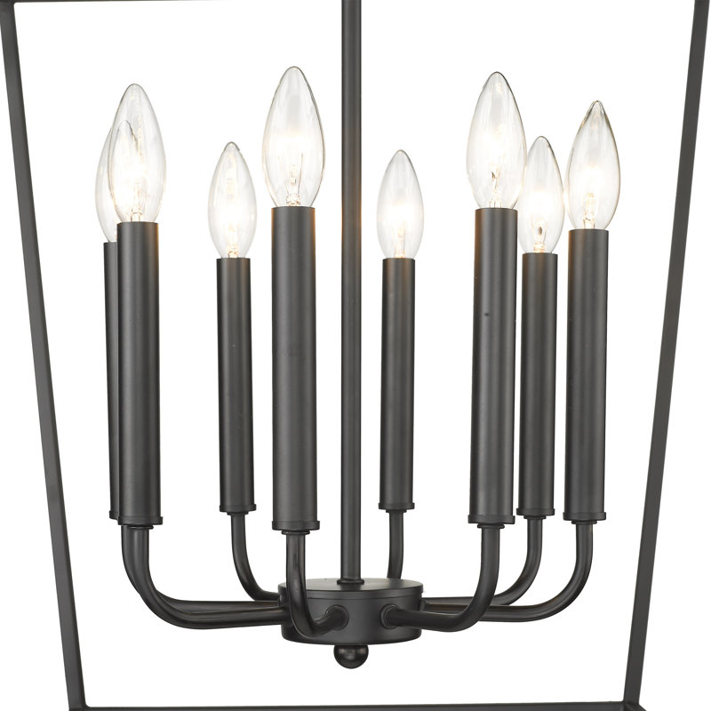 Rancourt 8 - Light Dimmable Lantern Geometric Chandelier, Matte Black