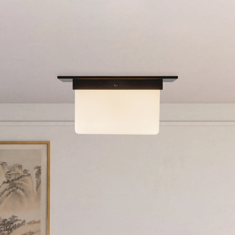 Mineral 11-in Brass Flush Mount, Oil Rubbed Bronze, Opal Glass