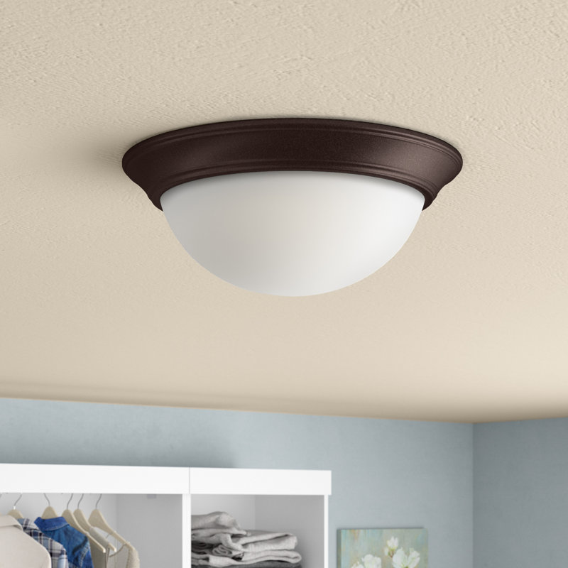 Berwyn Glass Flush Mount, Textured Aged Bronze, Amber