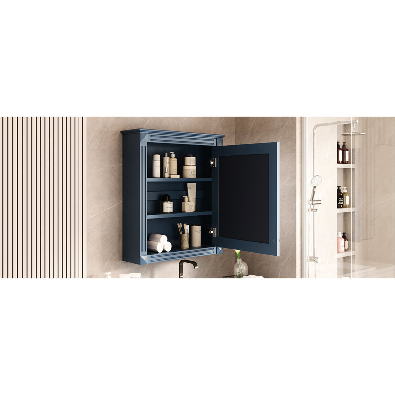 Armoire à miroir 24 po x 27 po pour salle de bain, fixation murale, tablettes réglables, peu encombrante, armoire de salle de bain moderne, tablette, accessoire