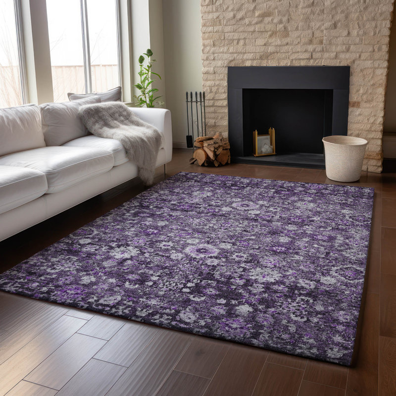 Premium Machine Washable Cerrito Purple Rug, Rectangle 5' x 7'6"