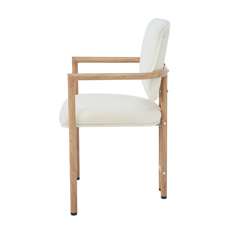 Boucle Upholstered Metal Armchair in Beige, 6