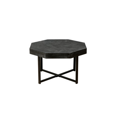 Wood Octagonal Vintage Patchwork Craft Farmhouse 30 Inch Wooden Table Top Cross Metal Legs Coffee Table For Living Room(Only Including Coffee Table,W
