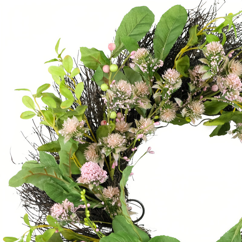 24" Echinops Floral Spring Wreath