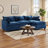 Chenille 3-Seat Sectional Sofa - Modular Deep Seat Sleeper Couch with Ottoman, Comfy Upholstered Furniture for Living Room, Apartment, Office"-1755081567