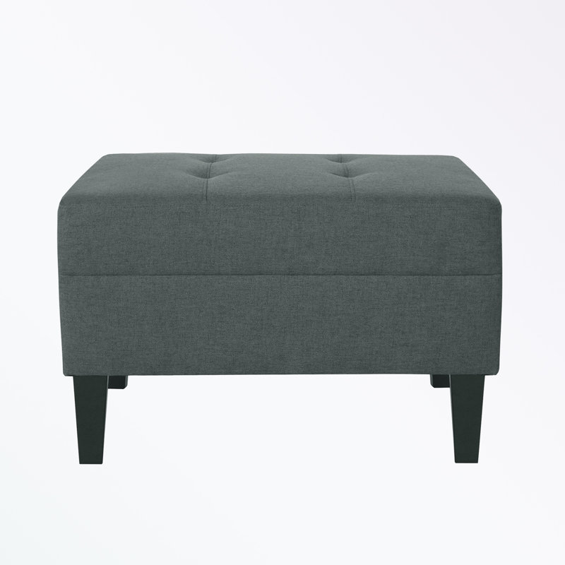 Anjuman Upholstered Ottoman, Charcoal Polyester, Charcoal 