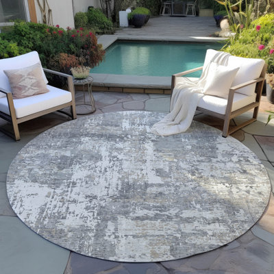 Machine Washable Indoor/Outdoor Chayden ACN1008 Gray Rug