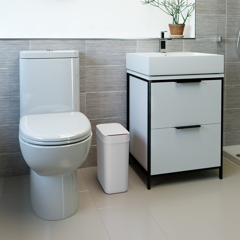 White 3 Gallon Touchless Plastic Kitchen Trash Can