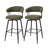 Modern Upholstered Hunter Green Fabric Swivel Bar Stool with Tapered Black Metal Legs-776690806-780107301