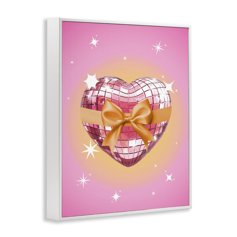 Giclée encadrée en forme de cœur et de ruban, design par Susan Arnot, H 14 po x l 11 po