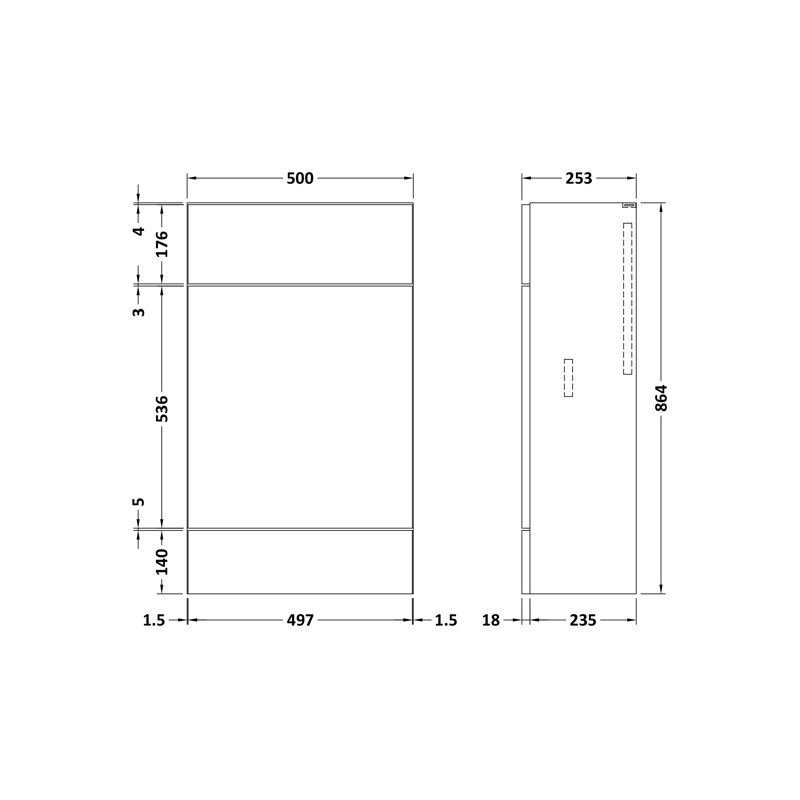 Bathroom Storage Cabinet, 86.4cm H x 50cm W x 25.5cm D