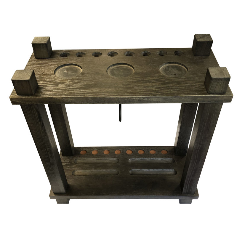 Hardwood 8-cue Billiard Floor Rack, Weathered Fieldstone