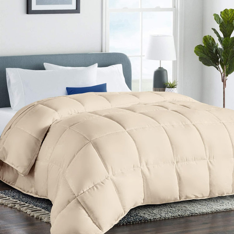 Breathable, Soft, Fluffy, 3Pc Comforter Sets - All Season Reversible Down Alternative Comforter Set  With Two Shams, Beige