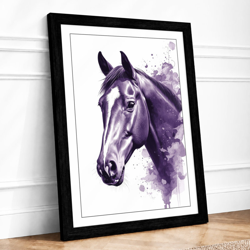 Purple Horse Profile Modern - Framed Print, A2 - 59.4 x 42.0 cm, Black