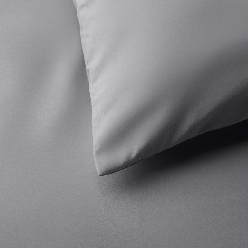 Microfiber No Pattern Duvet Cover Set with Pillowcases, Silver, Single Duvet Cover + 2 Standard Pillowcases