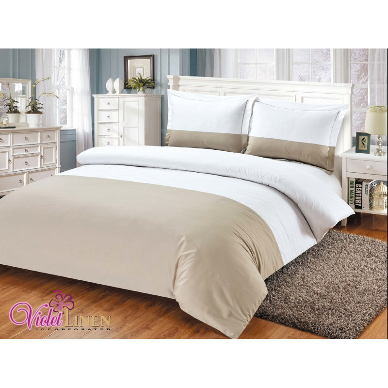 Ensemble de housse de couette standard en coton 8 pièces, Taupe, Housse de couette double et 7 pièces supplémenta