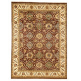 Hand Knotted Wool Area Rug in Red And Cream