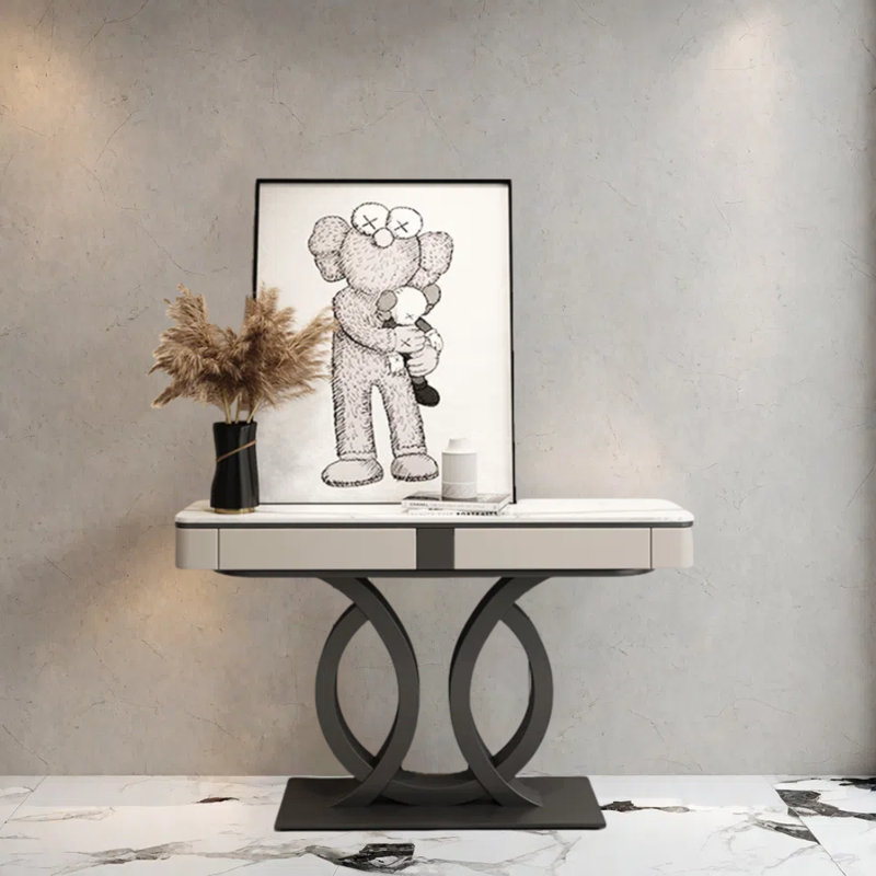 Console de luxe italienne, H 33,5 po x l 47,2 po x P 13,8 po, Noir