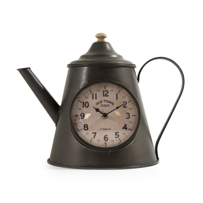Industrial Analog Metal Tabletop Clock in Iron