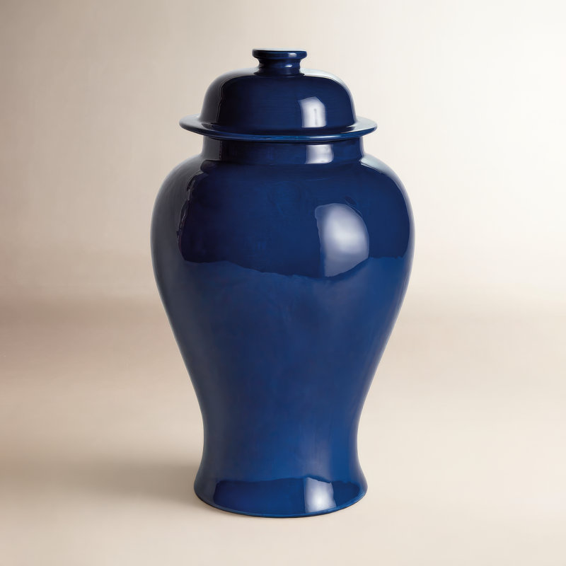 Ricki Ceramic Ginger Jar, Dark Blue, 16.5"
