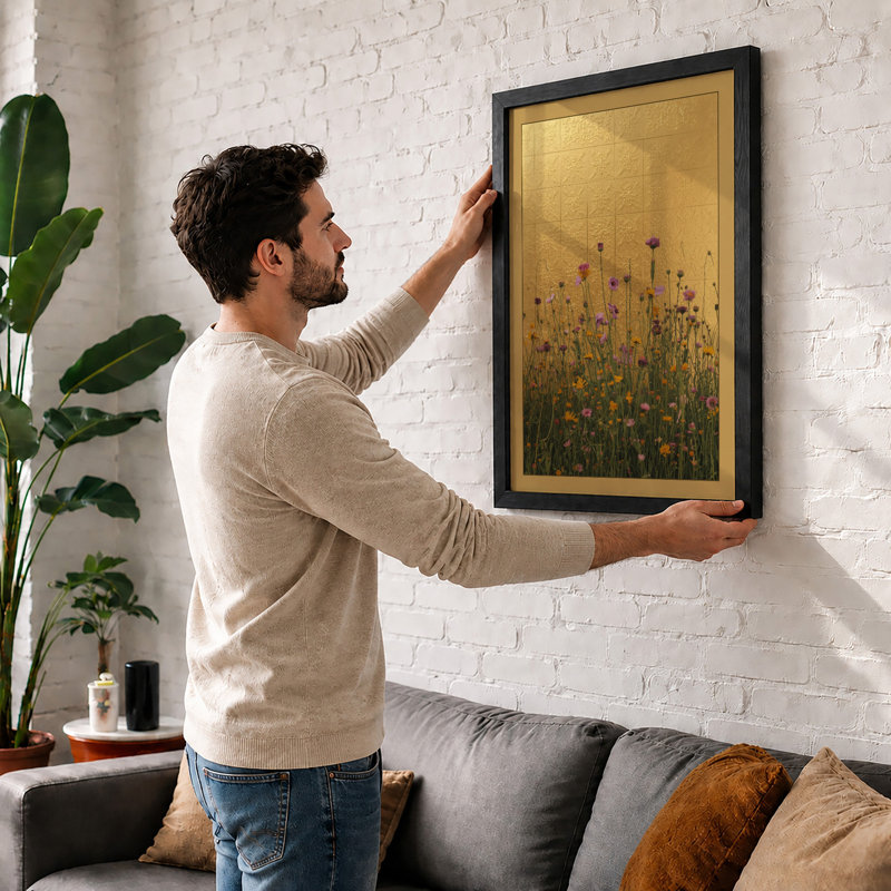 Wildflower Meadow Botanical - Framed Print, A2 - 59.4 x 42.0 cm, Oak