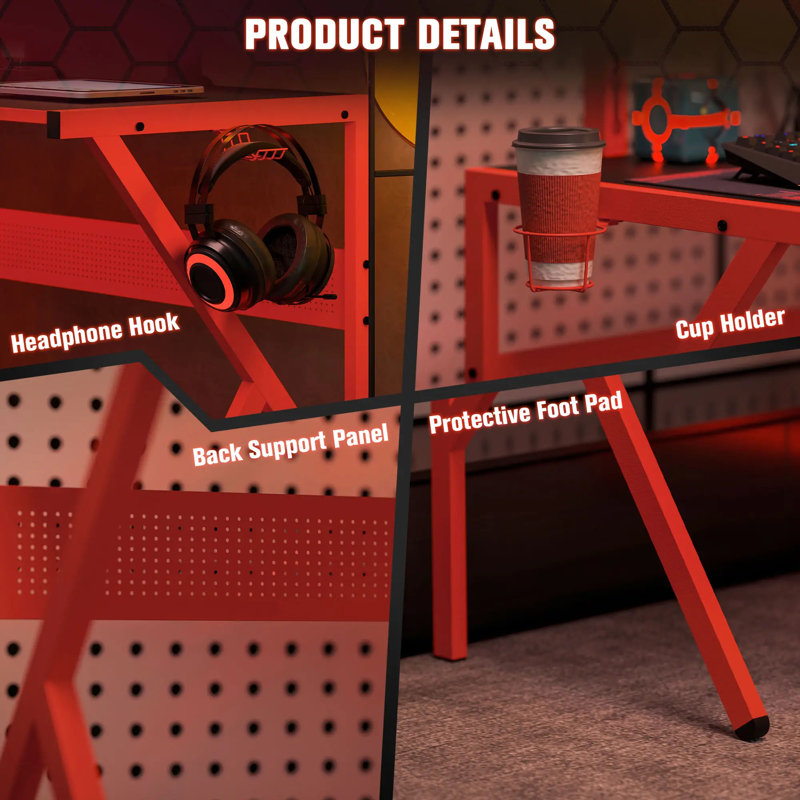 L-Shaped Metal Base Computer Desk