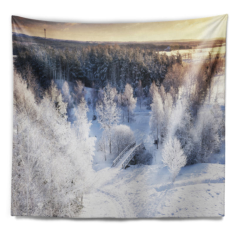 Tapisserie panorama de belle hiver paysage, H 32 po x l 39 po
