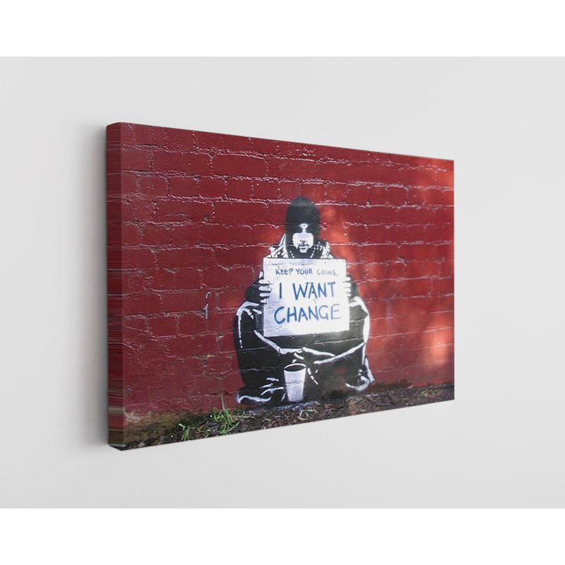 Impression sur toile Banksy Keep Your Coins I Want change Graffiti, H 24 po x l 36 po