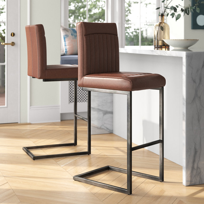 Casteel Upholstered Counter Stool, Antique Cigar Brown, Bar Stool (31.5" Seat Height)