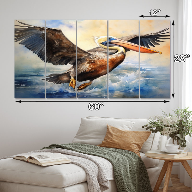 Coastal Animal Bird 5 Wall Decor Set Metal Print