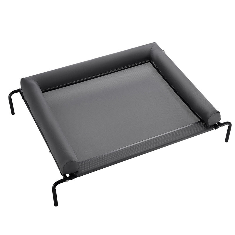 Lit pour chien surélevé gris XL, lit pour chien surélevé portable avec coussin pour grands chiens