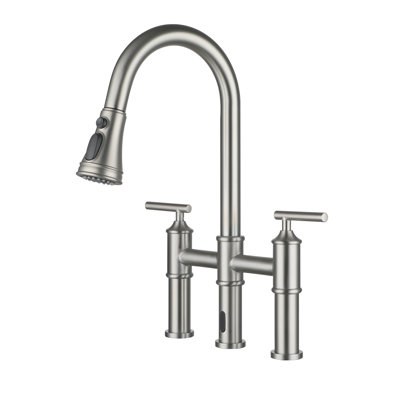 CASAINC Bridge Pull Down Touchless Sensor Kitchen Faucet with 2 Handles