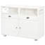 Buffet buffet, armoire à café, armoire de cuisine avec tiroirs de rangement, grand plateau latéral et barre latérale, blanc