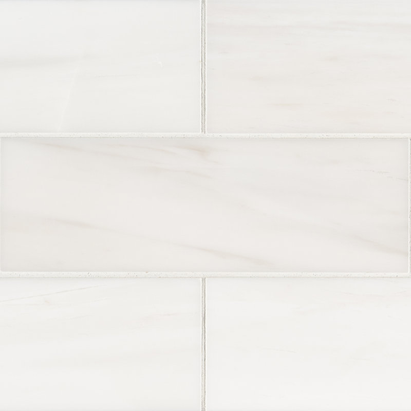 Calabria Frost 4 in. x 12 in. Polished Marble Subway Floor and Wall Tile