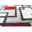 Tapis géométrique rouge / gris-2019411692