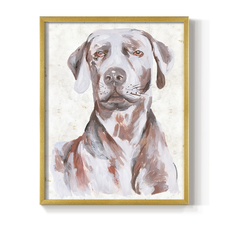 «Sitting Dog I», reproduction encadrée - bois massif