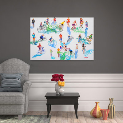 «Vibrant Cycling Scene Colorful Vibrant Contemporary City Summer», impression murale