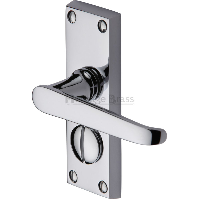 Heritage Brass Heritage Door Handle for Privacy Set Victoria Short Design, Polished Chrome