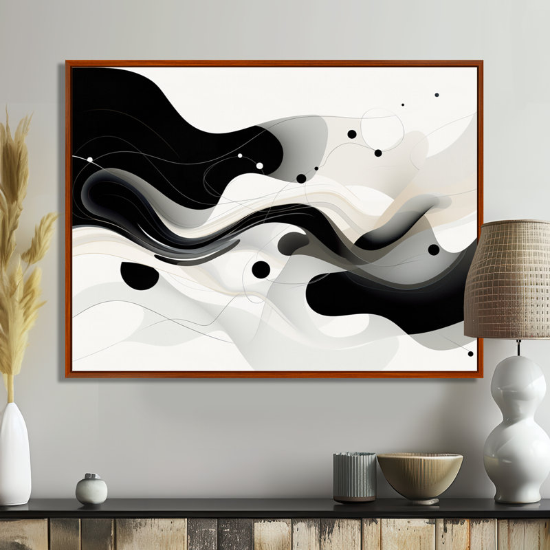 Monochromes évocations - vagues, art mural, H 12 po x l 20 po, Cadre flottant brun