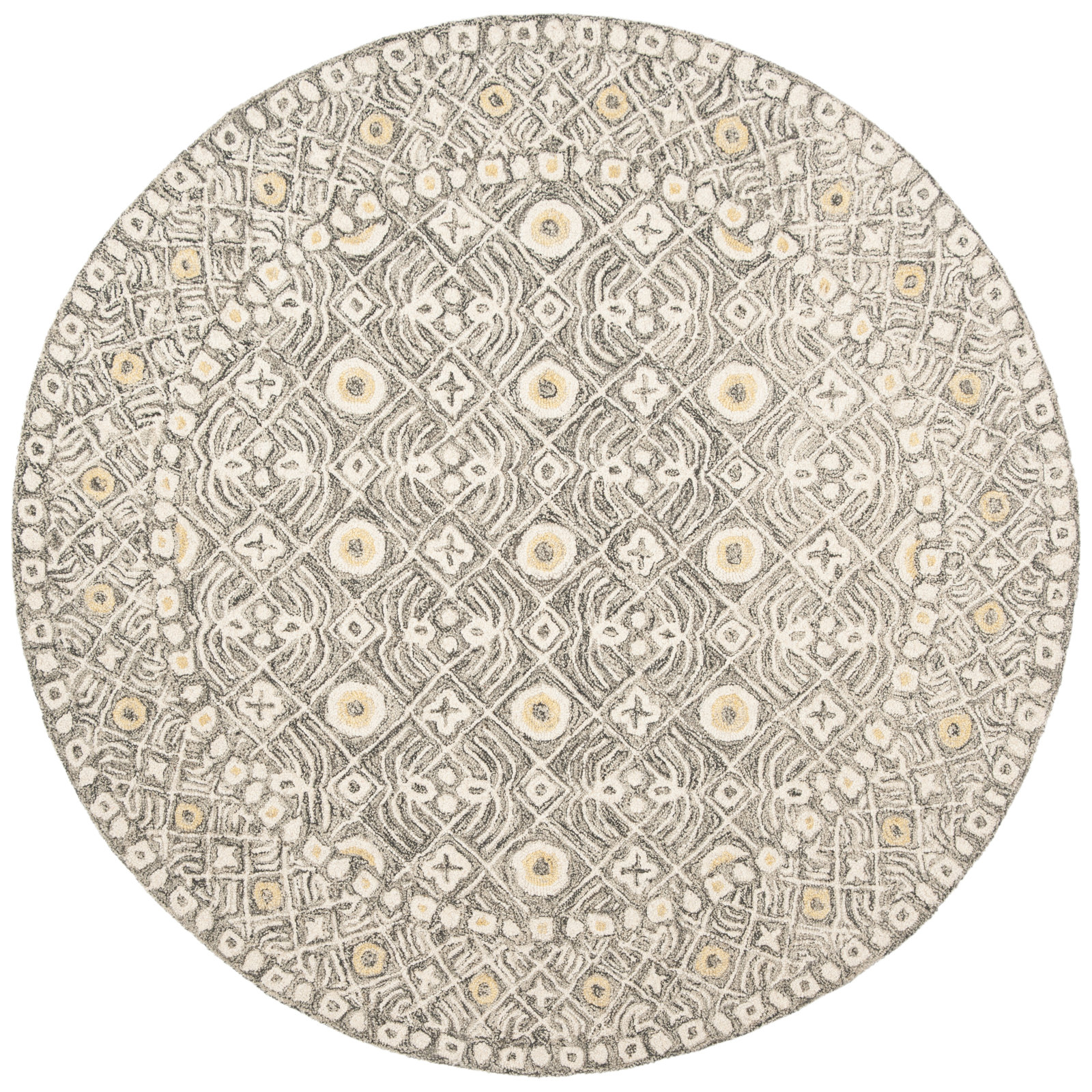Stalder Ivory Hand-Tufted Wool Rug, Round 5'