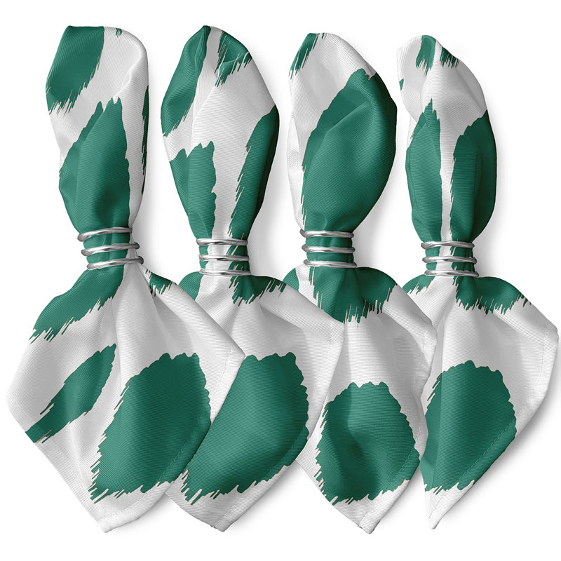 Kynaat Polyester Ikat Square Napkin, Green