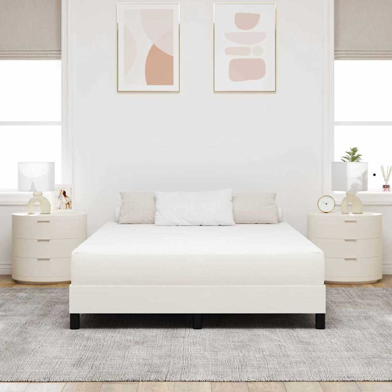 Vidaxl Bed Mattress With Mattress Cream Fabric, European Kingsize (160 x 200 cm)