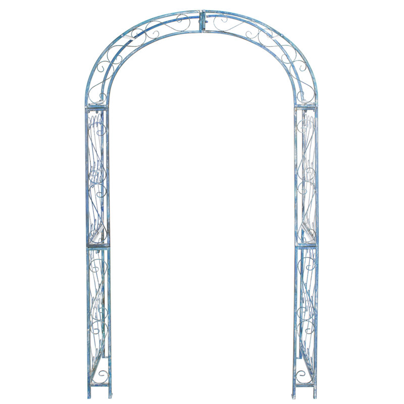 Antique Blue Iron Garden Trellis Arch Arbor